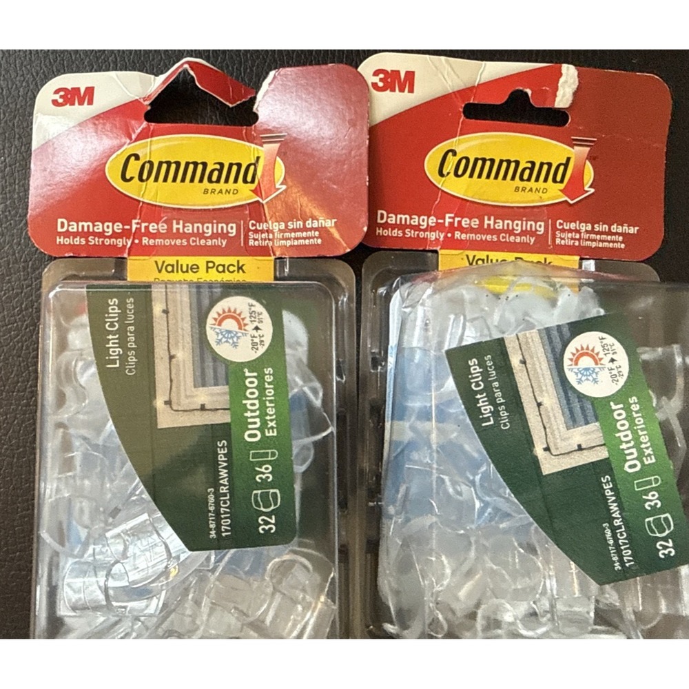 2 PK- 3M Command Outdoor Damage Free Hanging Hooks Clear 17017CLRAWVPES 32 COUNT